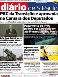Capa do jornal Diário de São Paulo 22/12/2022