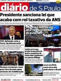 Capa do jornal Diário de São Paulo 23/09/2022