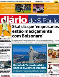 Capa do jornal Diário de São Paulo 23/10/2022