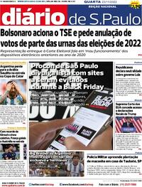 Capa do jornal Diário de São Paulo 23/11/2022