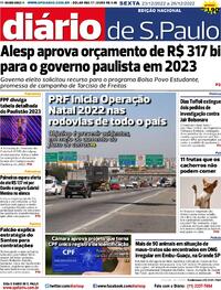 Capa do jornal Diário de São Paulo 23/12/2022