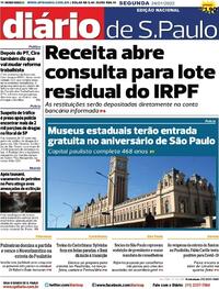 Capa do jornal Diário de São Paulo 24/01/2022