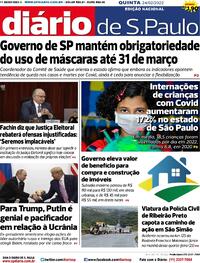 Capa do jornal Diário de São Paulo 24/02/2022