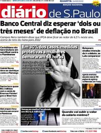 Capa do jornal Diário de São Paulo 24/08/2022