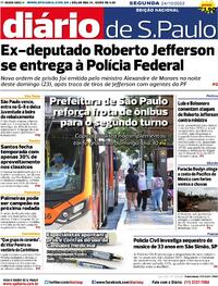 Capa do jornal Diário de São Paulo 24/10/2022