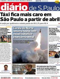 Capa do jornal Diário de São Paulo 25/03/2022