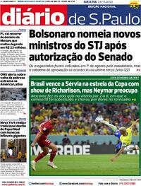 Capa do jornal Diário de São Paulo 25/11/2022
