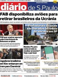 Capa do jornal Diário de São Paulo 27/02/2022