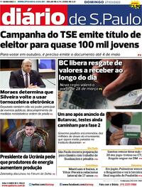 Capa do jornal Diário de São Paulo 27/03/2022