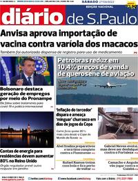 Capa do jornal Diário de São Paulo 27/08/2022