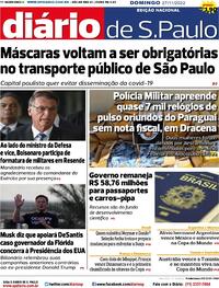 Capa do jornal Diário de São Paulo 27/11/2022