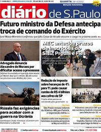 Capa do jornal Diário de São Paulo 28/12/2022