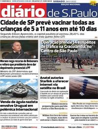 Capa do jornal Diário de São Paulo 29/01/2022