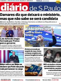 Capa do jornal Diário de São Paulo 29/03/2022