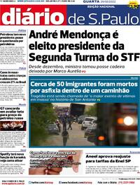 Capa do jornal Diário de São Paulo 29/06/2022