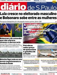 Capa do jornal Diário de São Paulo 29/07/2022