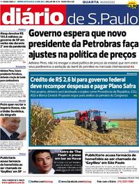 Capa do jornal Diário de São Paulo 30/03/2022