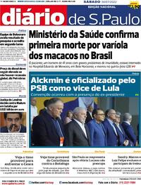 Capa do jornal Diário de São Paulo 30/07/2022