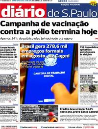 Capa do jornal Diário de São Paulo 30/09/2022