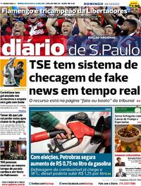 Capa do jornal Diário de São Paulo 30/10/2022