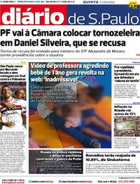 Capa do jornal Diário de São Paulo 31/03/2022