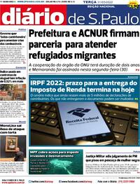 Capa do jornal Diário de São Paulo 31/05/2022