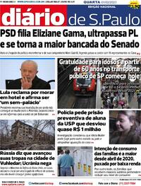Capa do jornal Diário de São Paulo 01/02/2023