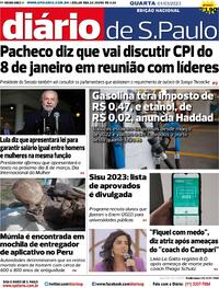 Capa do jornal Diário de São Paulo 01/03/2023