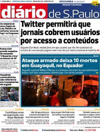 Capa do jornal Diário de São Paulo 01/05/2023