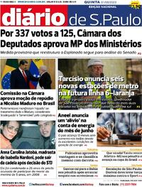 Capa do jornal Diário de São Paulo 01/06/2023