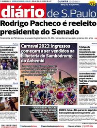 Capa do jornal Diário de São Paulo 02/02/2023