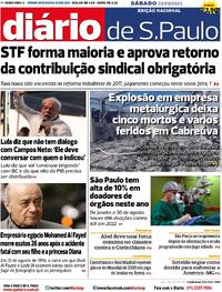 Capa do jornal Diário de São Paulo 02/09/2023