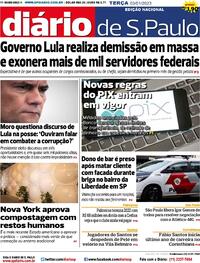 Capa do jornal Diário de São Paulo 03/01/2023