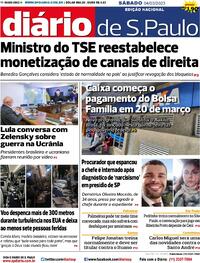 Capa do jornal Diário de São Paulo 04/03/2023
