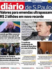 Capa do jornal Diário de São Paulo 07/07/2023
