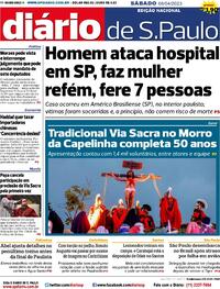 Capa do jornal Diário de São Paulo 08/04/2023