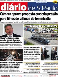Capa do jornal Diário de São Paulo 10/03/2023