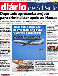 Capa do jornal Diário de São Paulo 10/10/2023