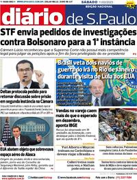 Capa do jornal Diário de São Paulo 11/02/2023