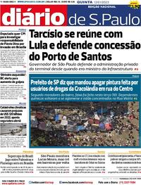 Capa do jornal Diário de São Paulo 12/01/2023