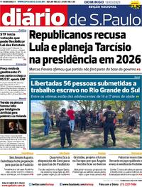 Capa do jornal Diário de São Paulo 12/03/2023