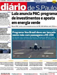 Capa do jornal Diário de São Paulo 12/08/2023