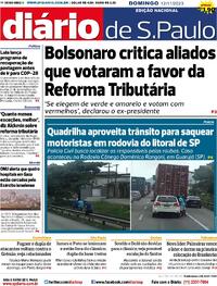 Capa do jornal Diário de São Paulo 12/11/2023