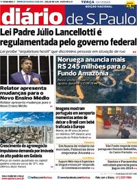 Capa do jornal Diário de São Paulo 12/12/2023