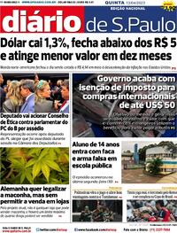 Capa do jornal Diário de São Paulo 13/04/2023