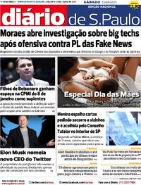 Capa do jornal Diário de São Paulo 13/05/2023