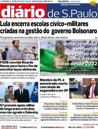 Capa do jornal Diário de São Paulo 13/07/2023