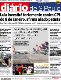 Capa do jornal Diário de São Paulo 14/03/2023