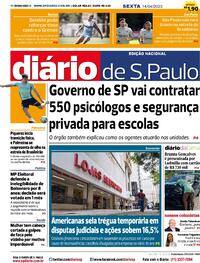 Capa do jornal Diário de São Paulo 14/04/2023