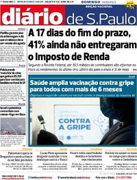 Capa do jornal Diário de São Paulo 14/05/2023